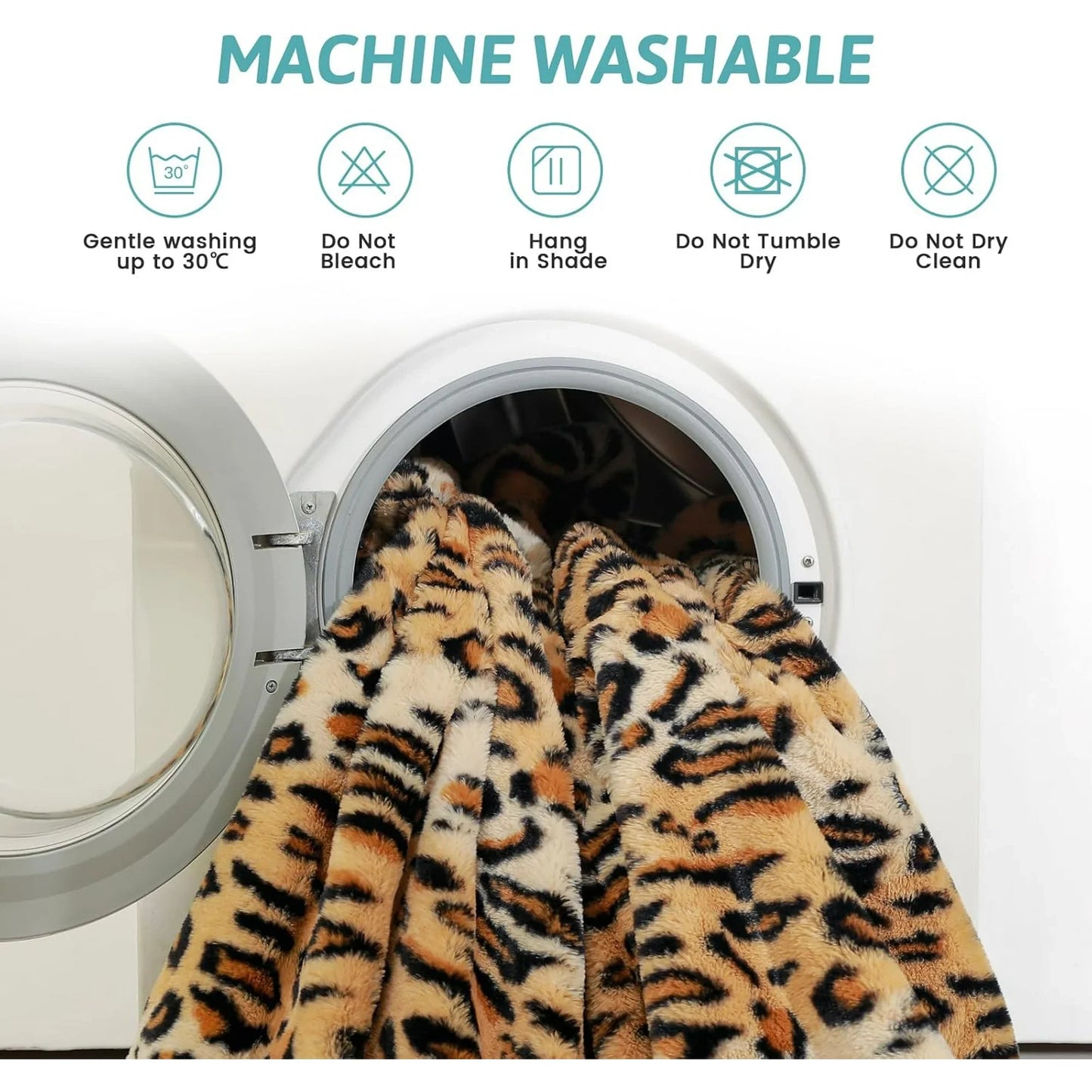 ZUZT Leopard Print Faux Fur Throw Blanket  Double-Sided  Polyester Plush Fleece Blanket for Sofa and Bed
