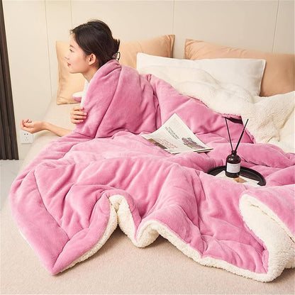 ZUZT Sherpa and Flannel Reversible Throw Blanket  Polyester Soft Warm Fleece Blanket for Sofa and Bed
