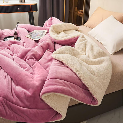 ZUZT Sherpa and Flannel Reversible Throw Blanket  Polyester Soft Warm Fleece Blanket for Sofa and Bed